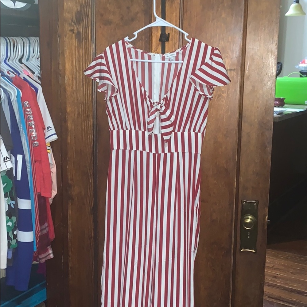 Striped key hole jumpsuit
